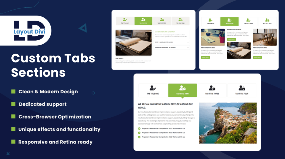 Divi Custom Tabs Layout Pack Divi Layouts