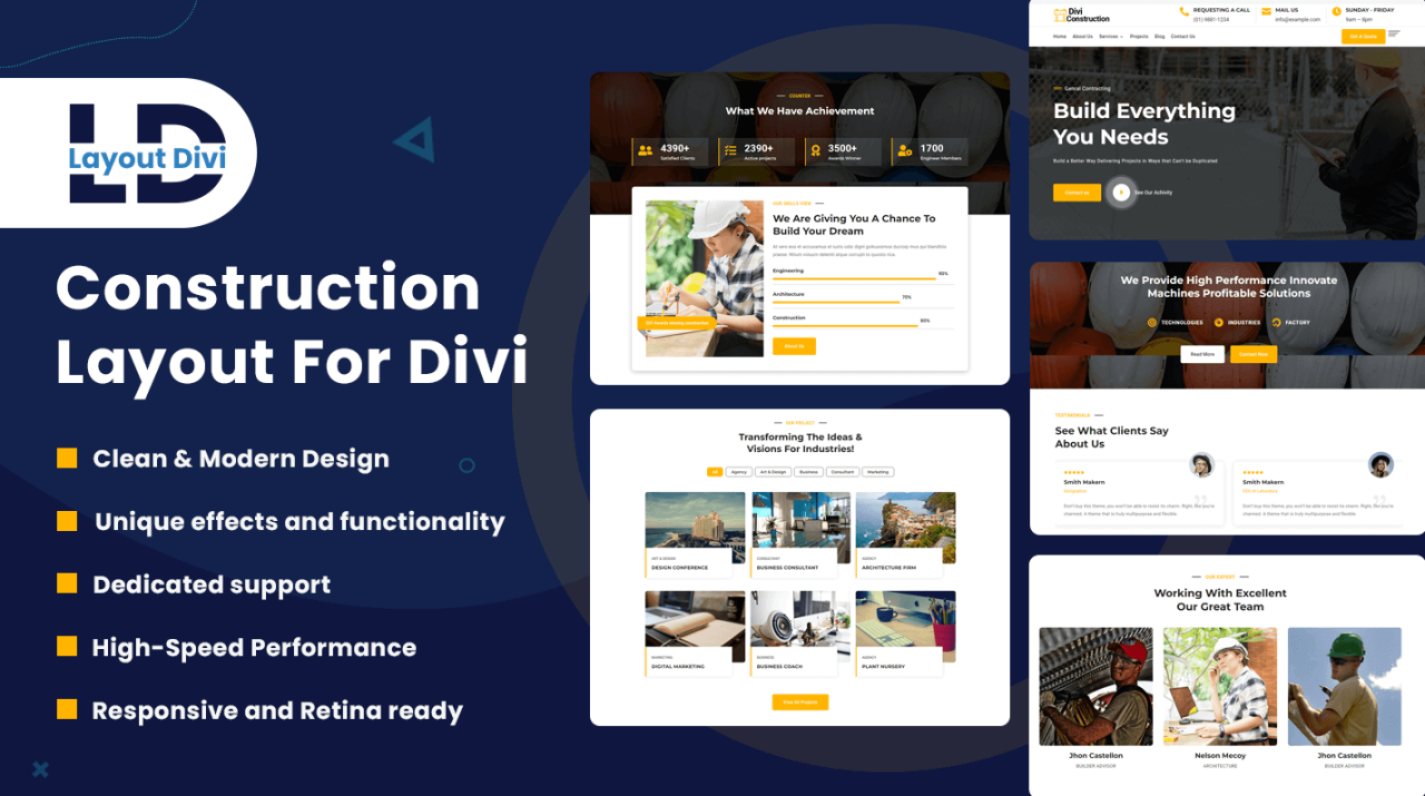 Divi Construction Company Layout Divi Layouts