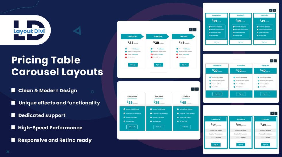 Divi Carousel Pricing Tables Layout Pack Divi Layouts