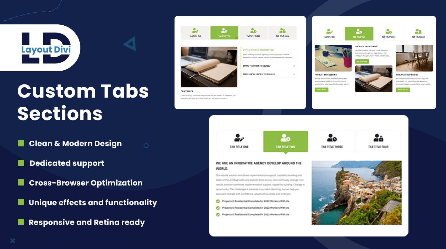 Custom Tabs Sections – Divi Layout Pack