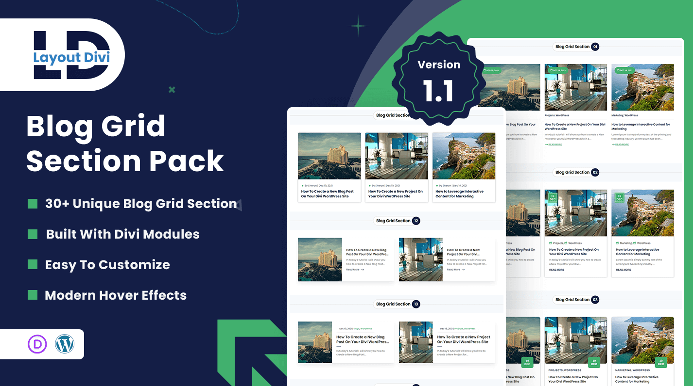 Divi Blog Module Design Layout Pack