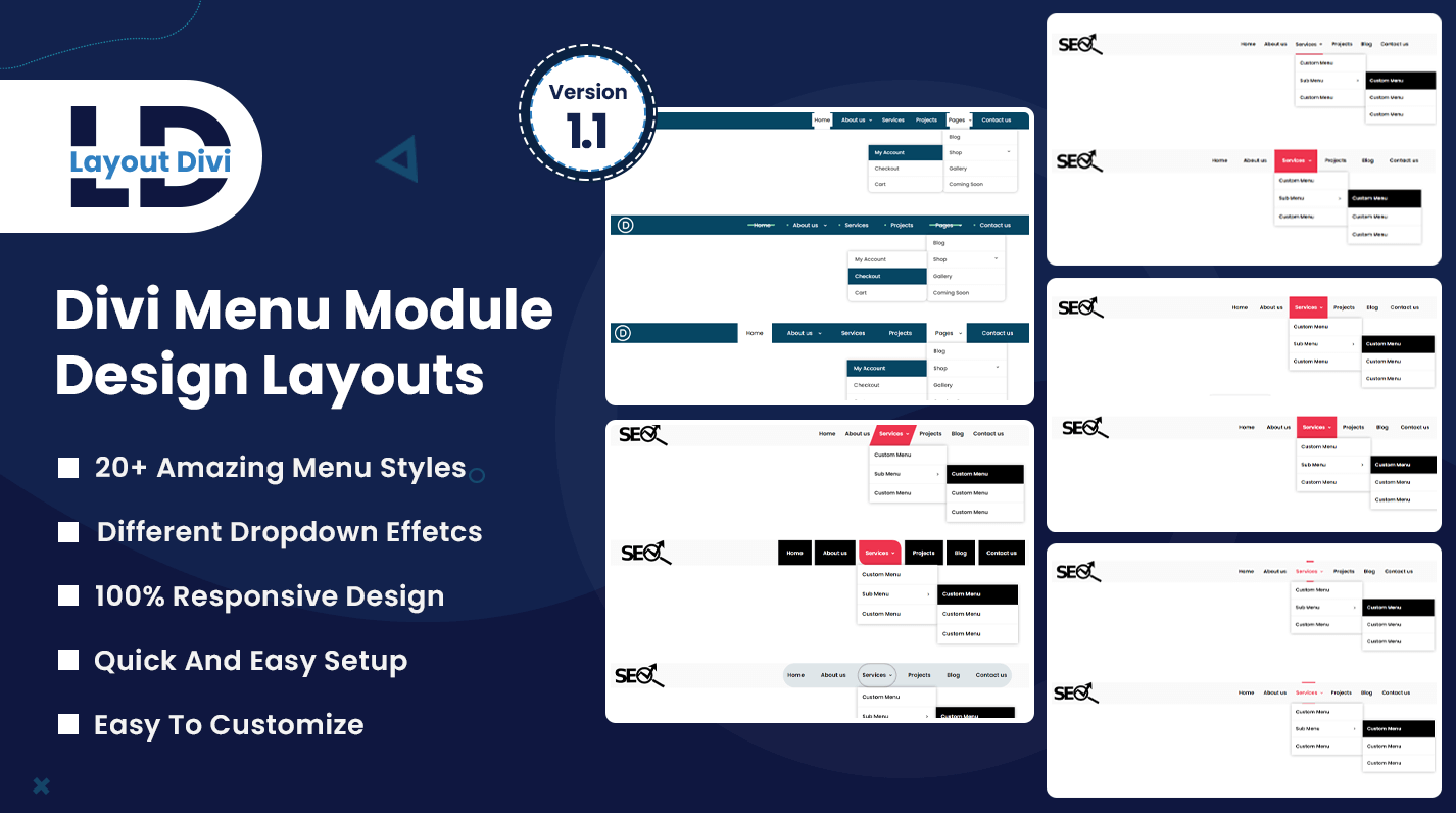 Divi Menu Module Design Layouts