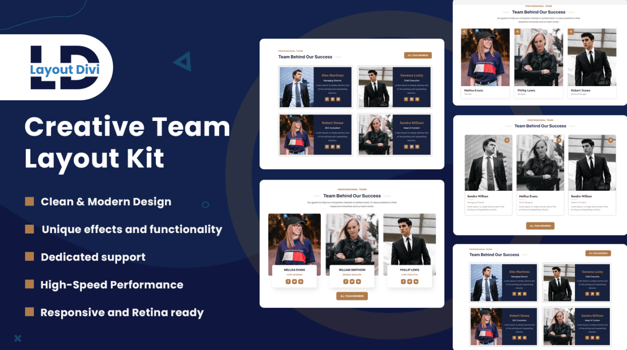 Divi Team Section Layout pack | Divi Layouts
