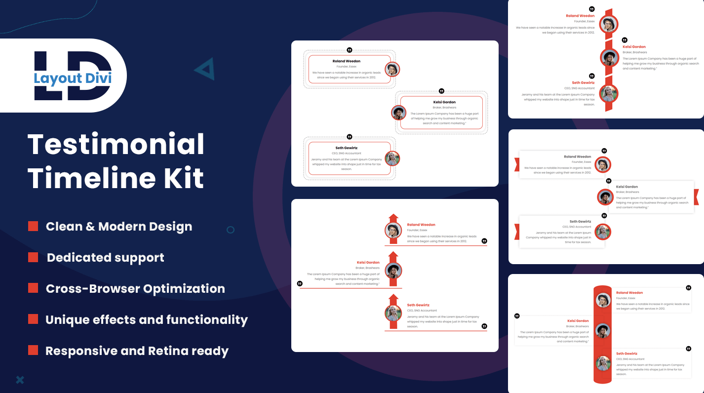 Divi Testimonial Timeline Kit