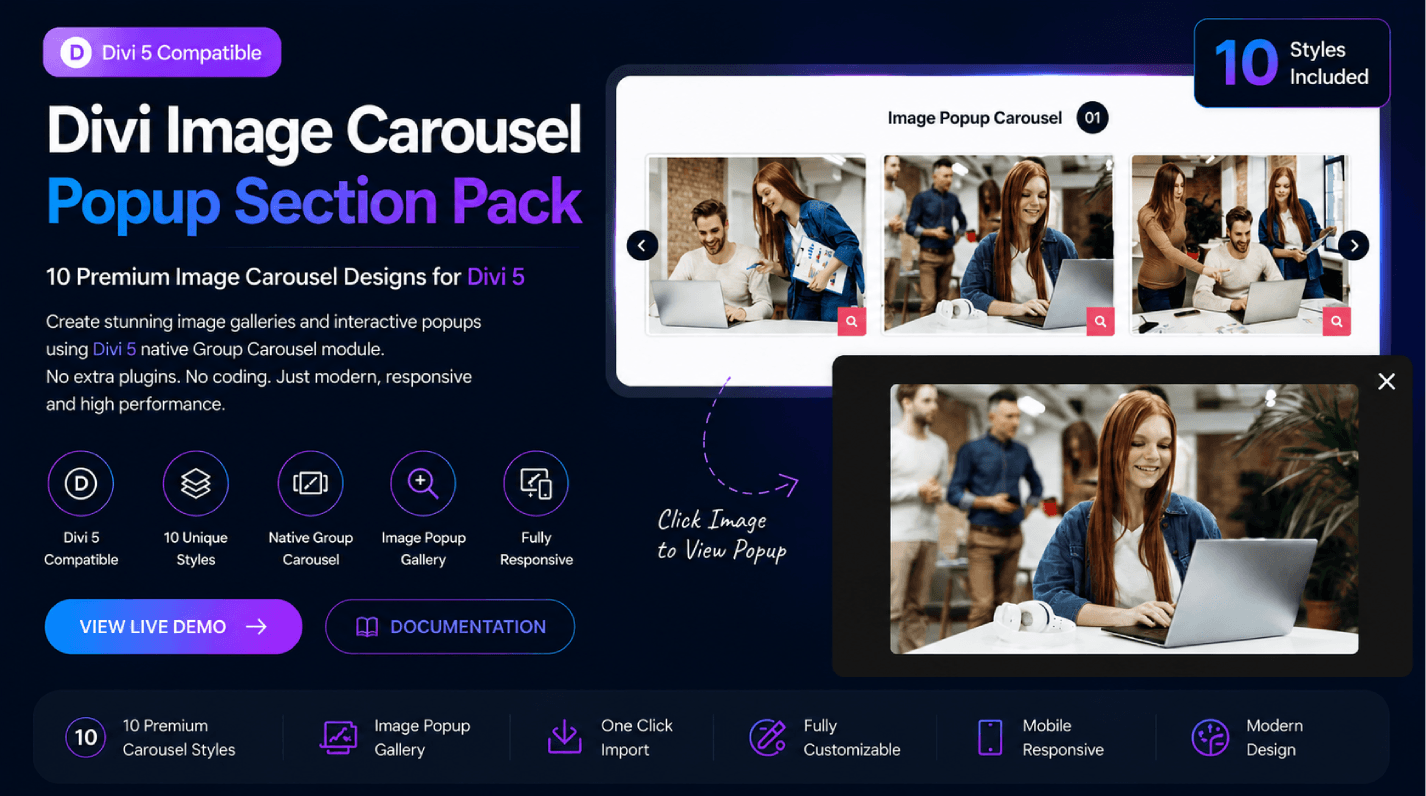 Divi Image Carousel Popup Section Pack - Featured Image