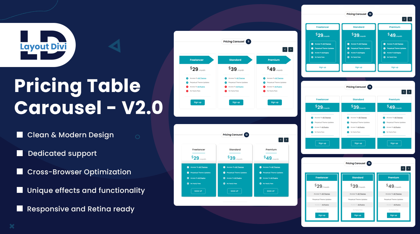 Pricing Table Carousel Sections V2.0 - Divi Layout Pack