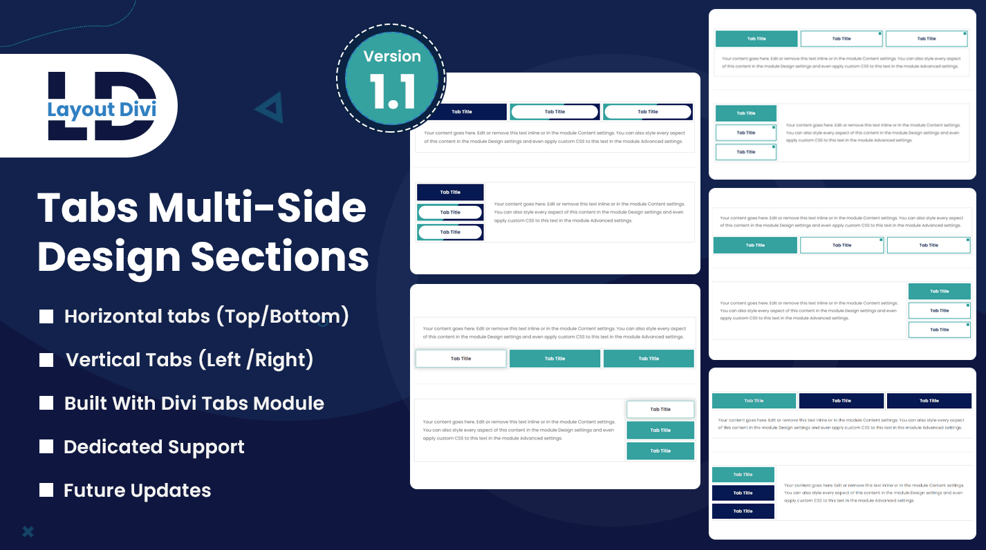 Tabs Multi-Side Design Sections- Divi Layout Pack