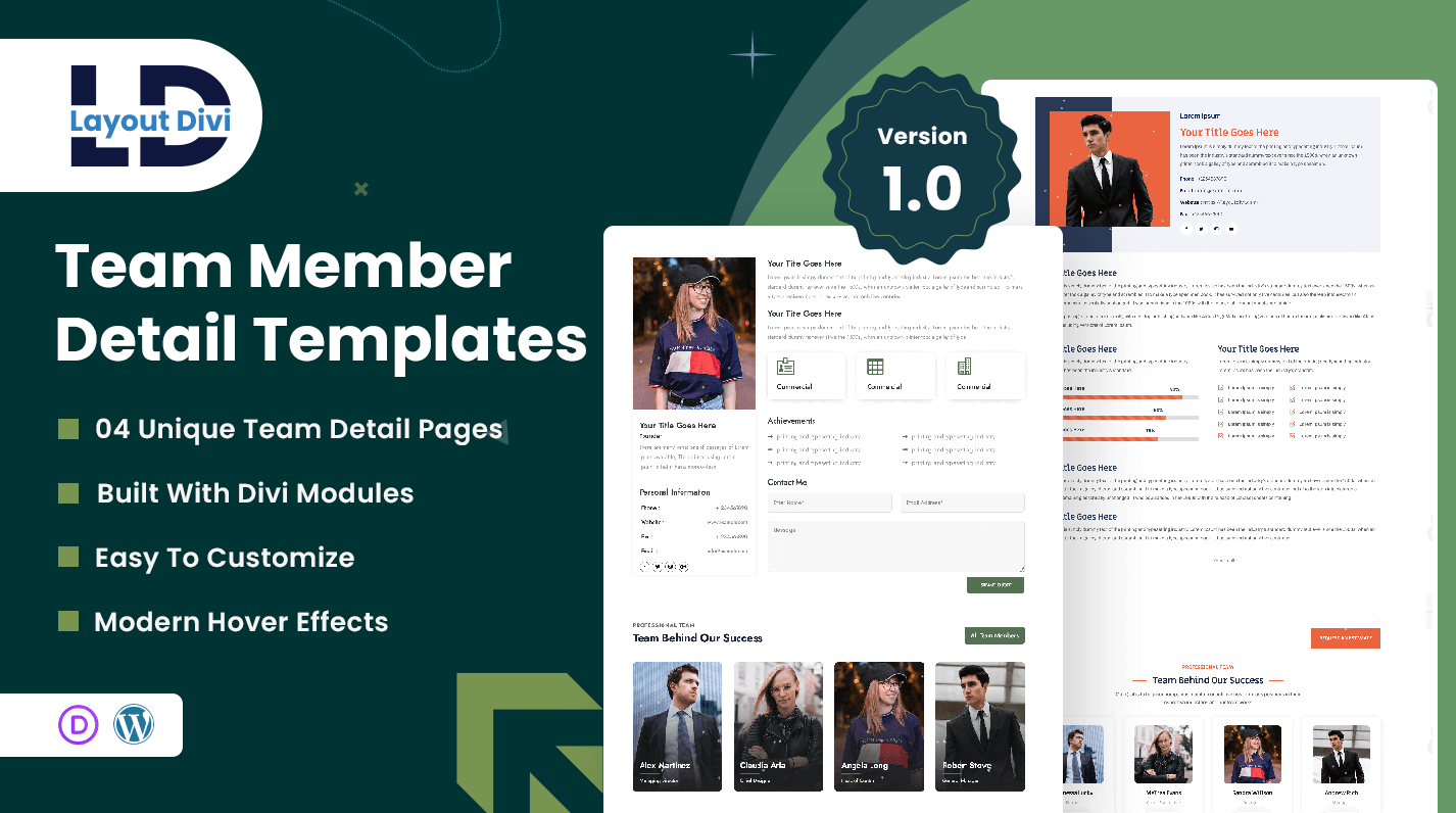 Team Member Detail Template - Divi Layout Pack