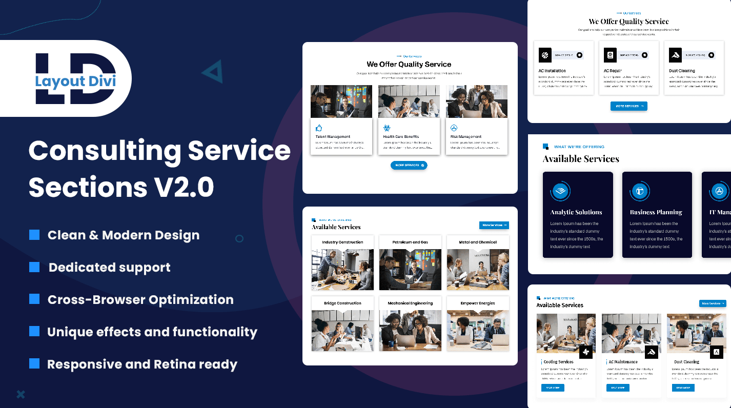 Consulting Services Sections V2.0 - Divi Layout Pack