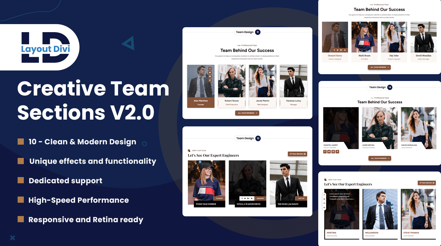 Creative Team Sections V2.0 - Divi Layout Pack