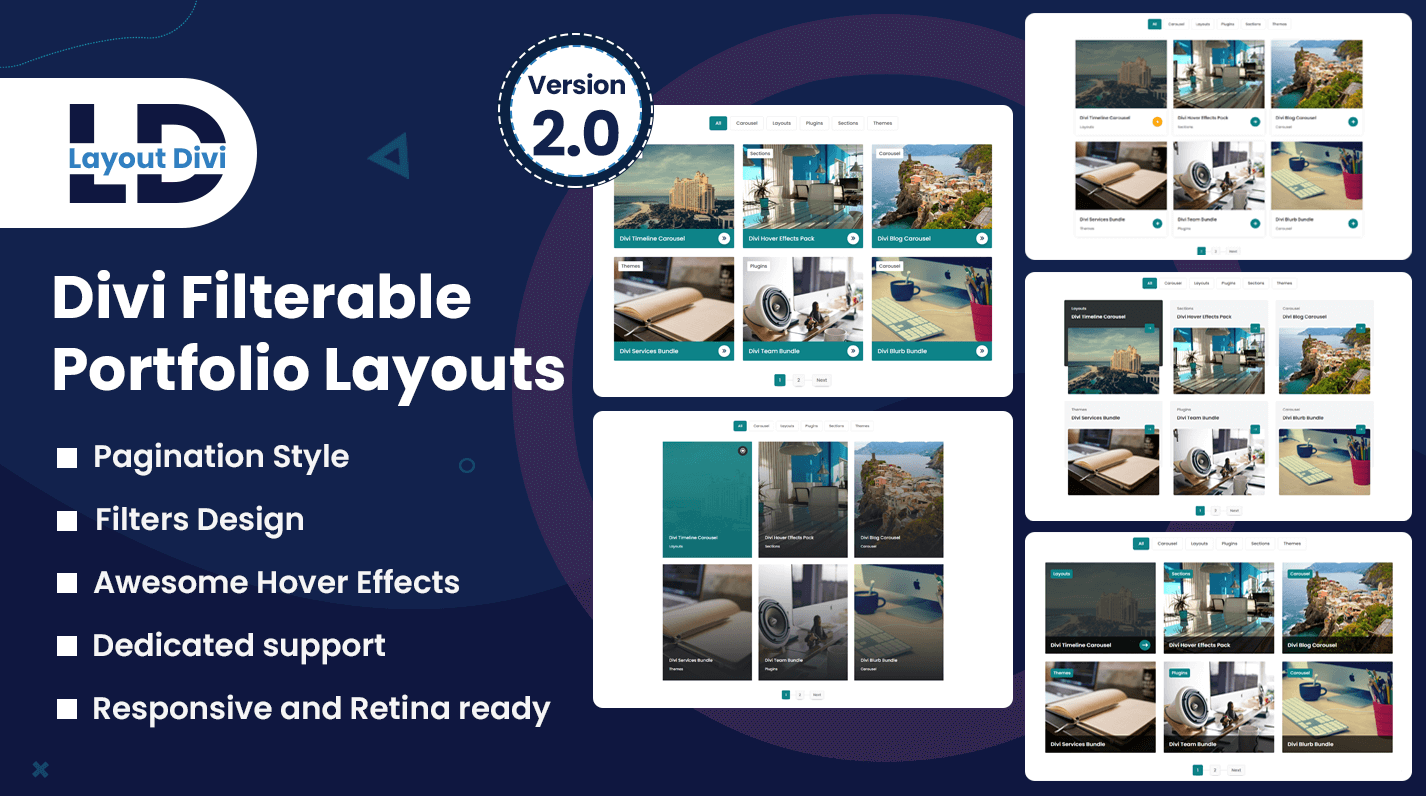 Portfolio Filterable Sections - Divi Layout Pack -Featured Image 2 .0