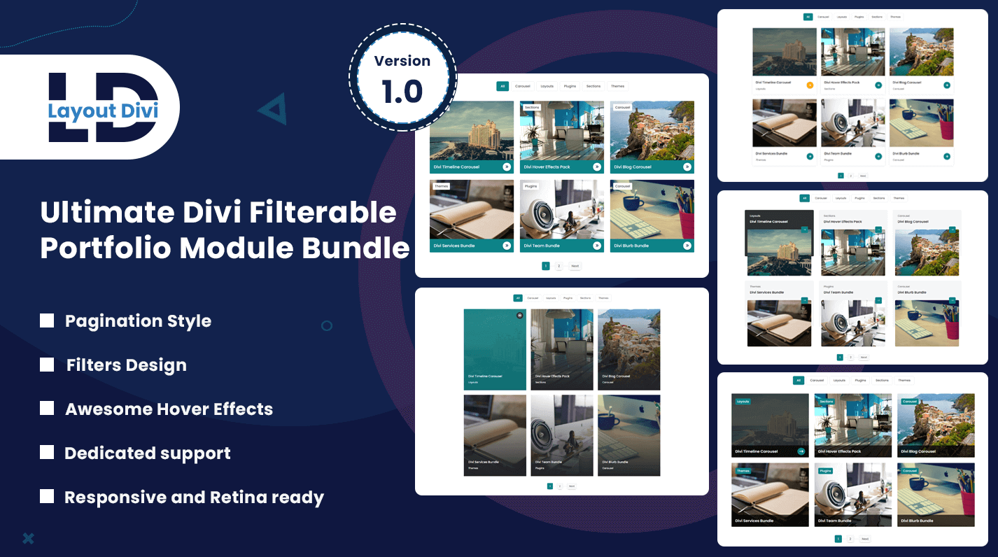 Ultimate Divi Filterable Portfolio Module Bundle