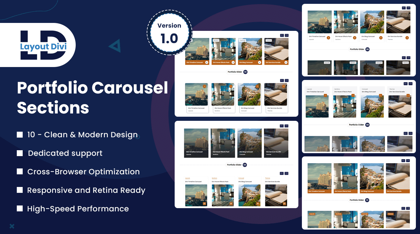 Portfolio Carousel Sections – Divi Layout Pack