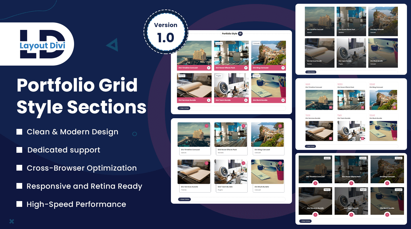 Portfolio Grid Style Sections – Divi Layout Pack