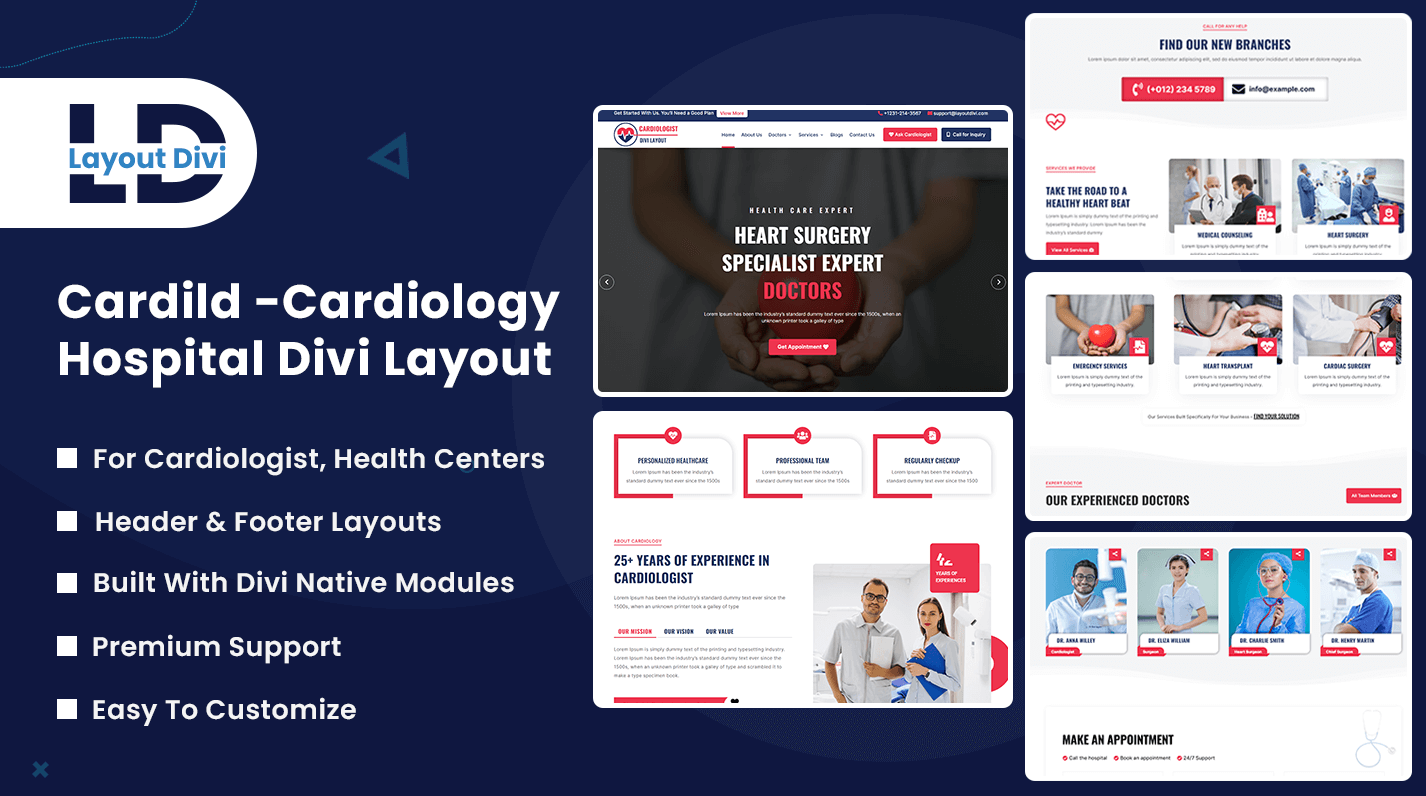 Cardiology Hospital Layout Pack for Divi