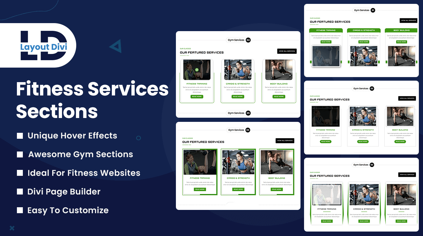 Fitness Services Sections - Divi Layout Pack