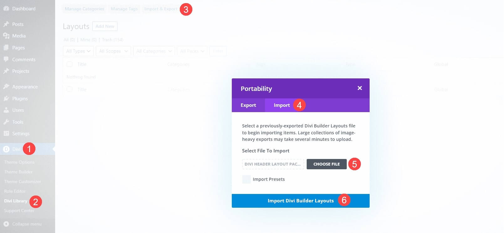 Importing Divi Builder Layouts & Library Collections
