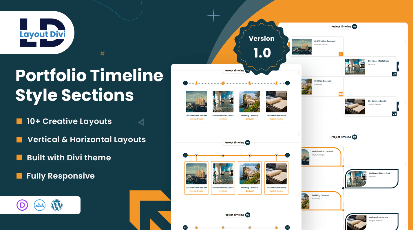 Portfolio Timeline Style Sections – Divi Layout Pack