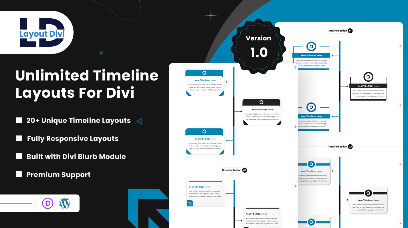 Unlimited Timeline Layouts For Divi