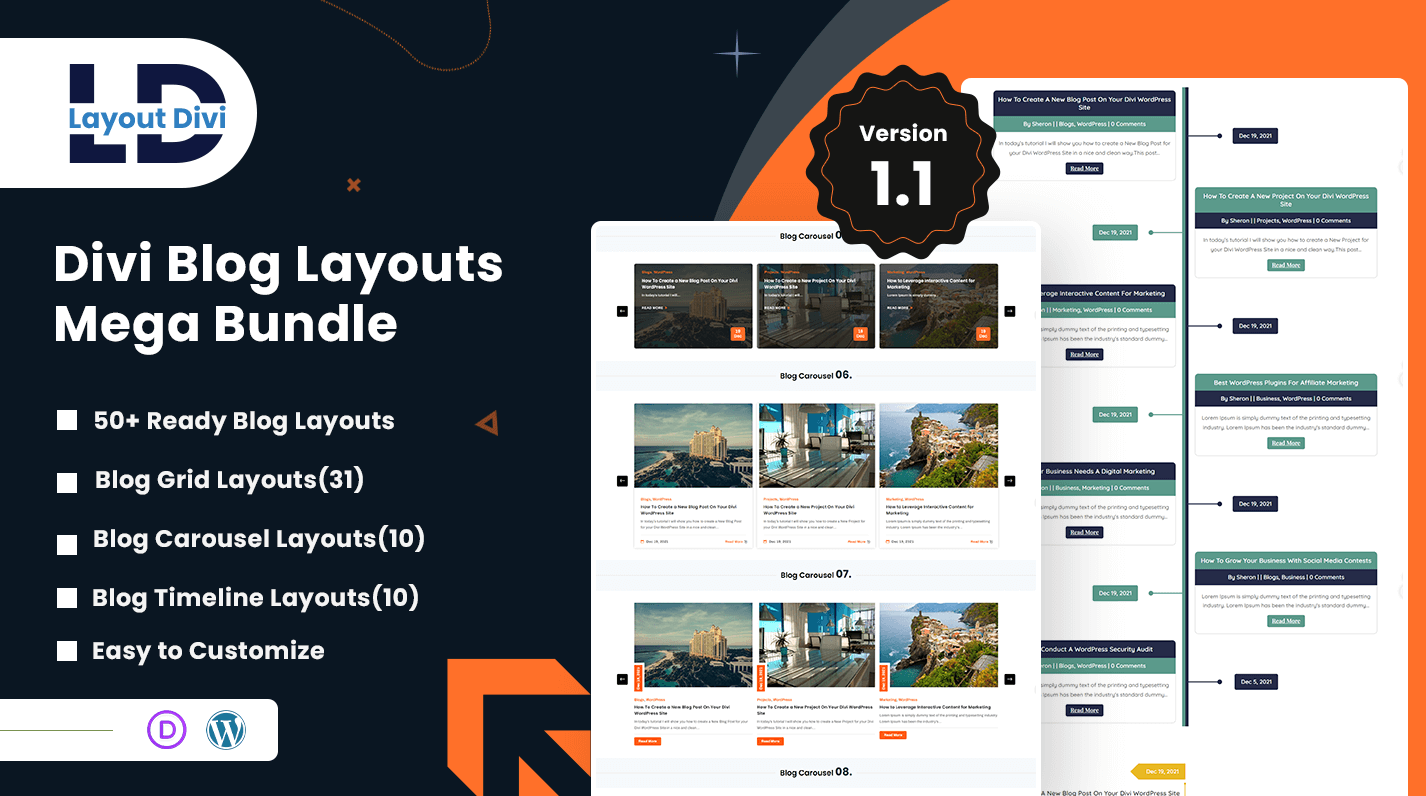 Divi Blog Showcase Layouts Mega Bundle - Featured Image