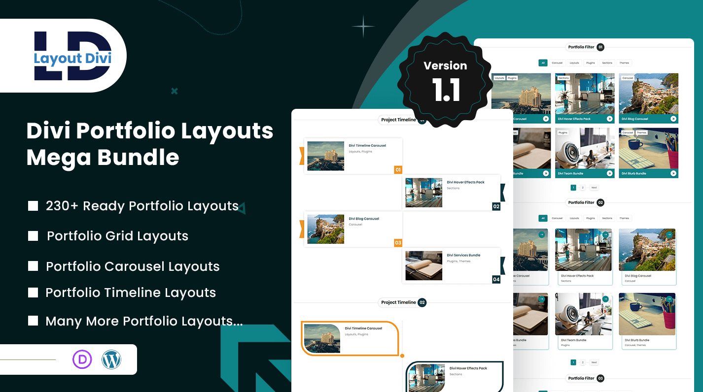 Divi Portfolio Showcase Layouts Mega Bundle - Featured Image