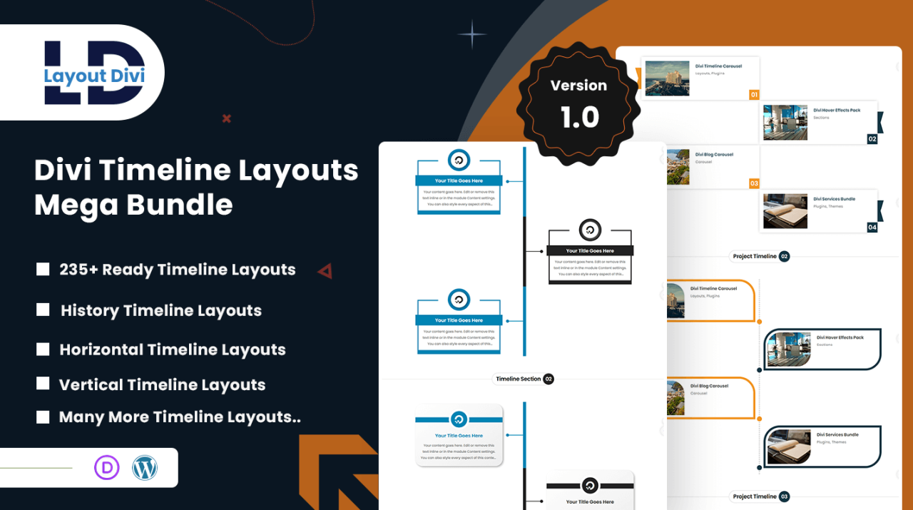 Divi Timeline Layouts Mega Bundle - Stunning Designs | Divi Layouts ...