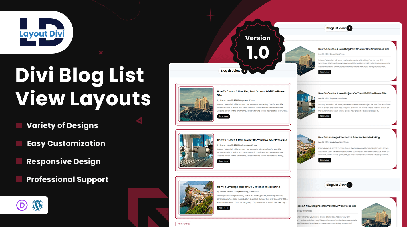 Divi Blog List View Layouts - Featured Image