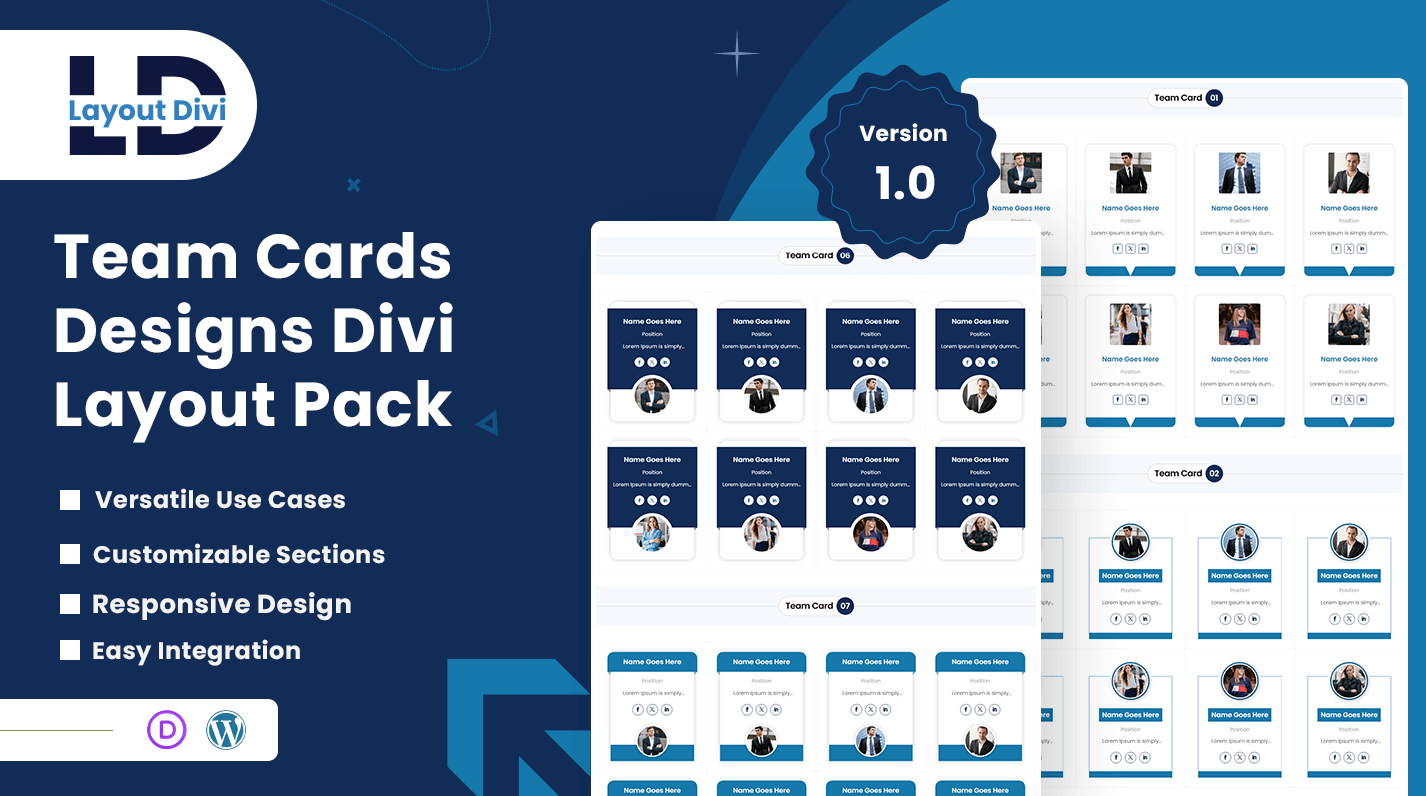 Team Cards Designs - Divi Layout Pack - Featured Image