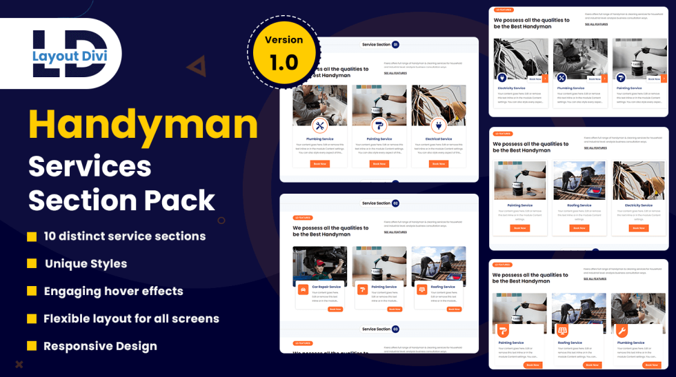Handyman Services Sections For Divi | Divi Layouts | The Divi Marketplace