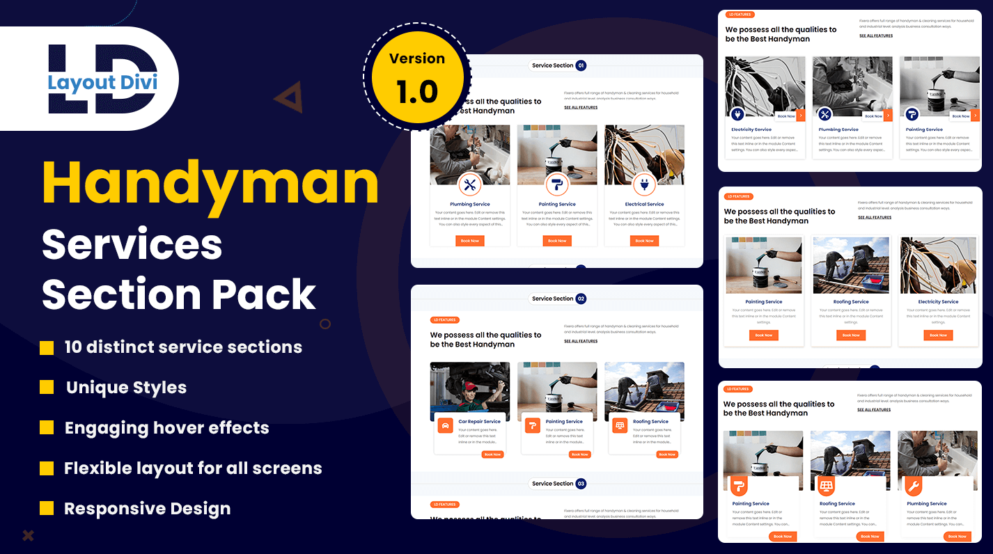 Handyman Services Section Designs Pack for Divi - Featured Image