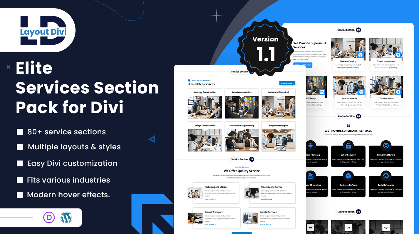 Divi Services Mega Bundle All-in-One Section Layout Pack - Featured Image