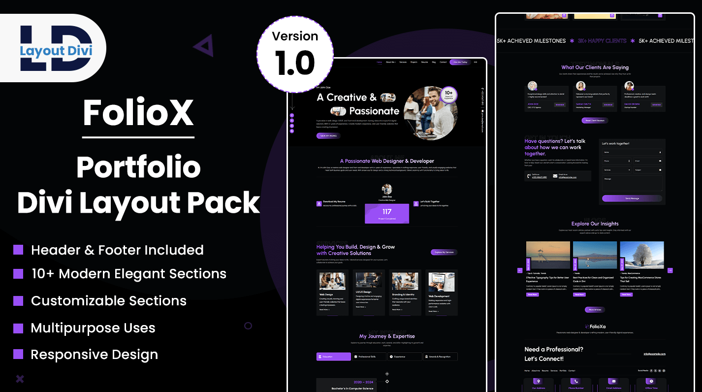 Personal Portfolio Divi Layout Pack- Featured Image