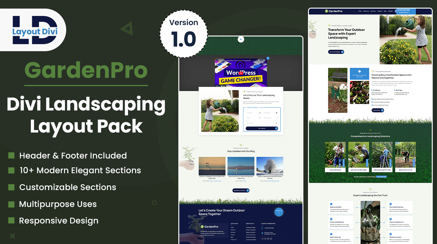 Landscaping Divi Layout Pack- Featured Image