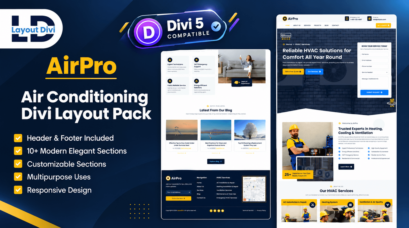 Divi HVAC Services Layout Pack- Featured Image