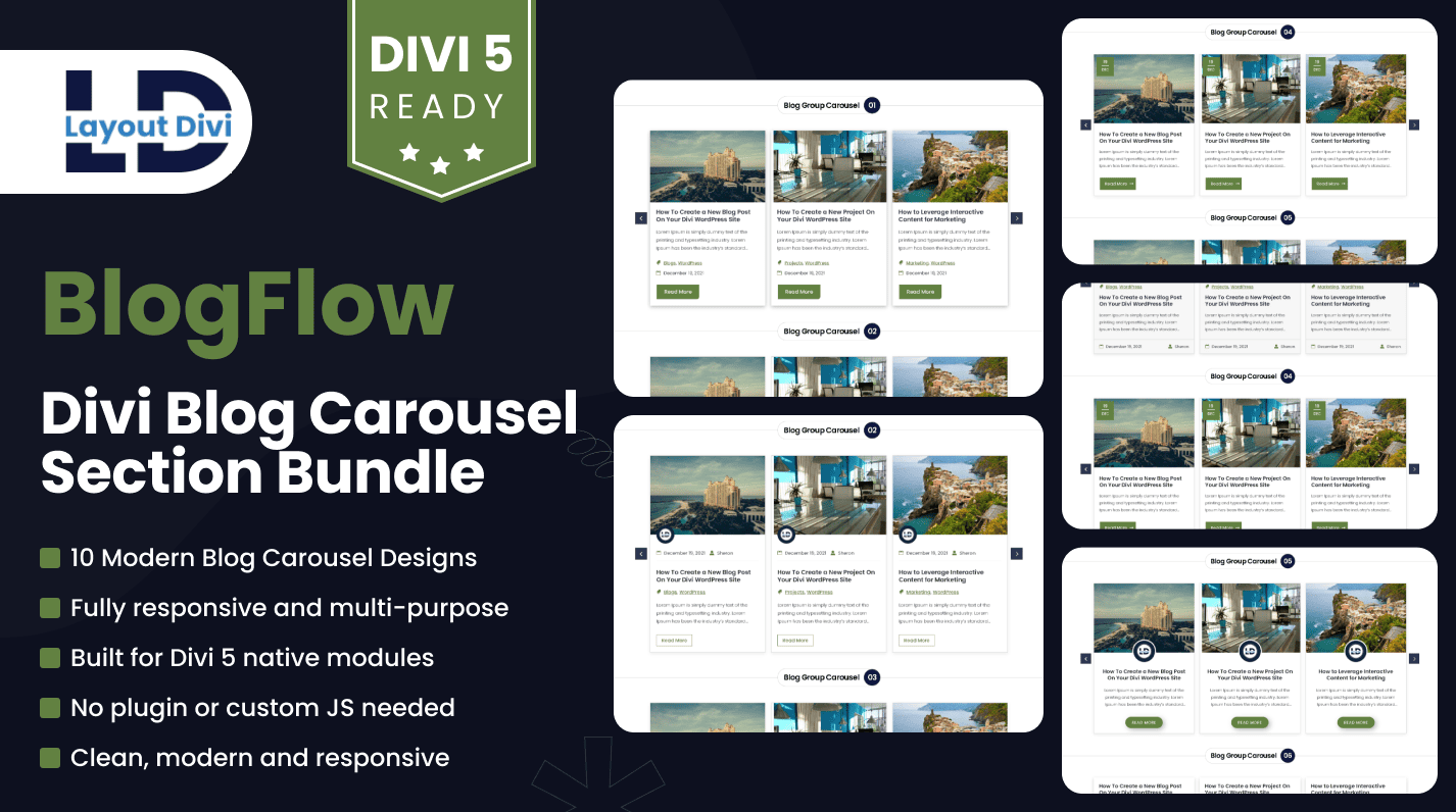Divi Blog Group Carousel Sections Pack - Featured Image