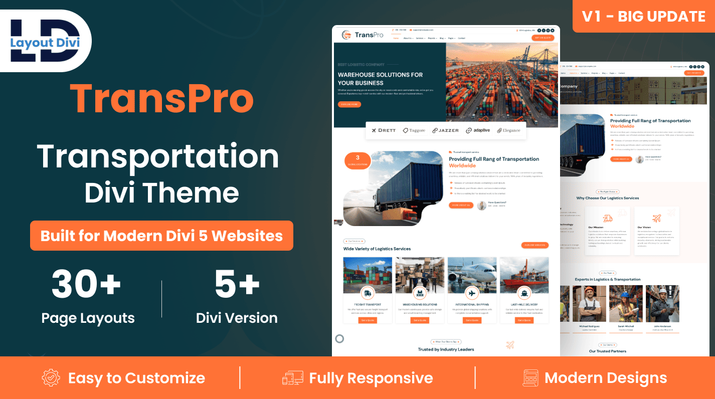 Transportation & Logistics Divi Child Theme - Featured Image