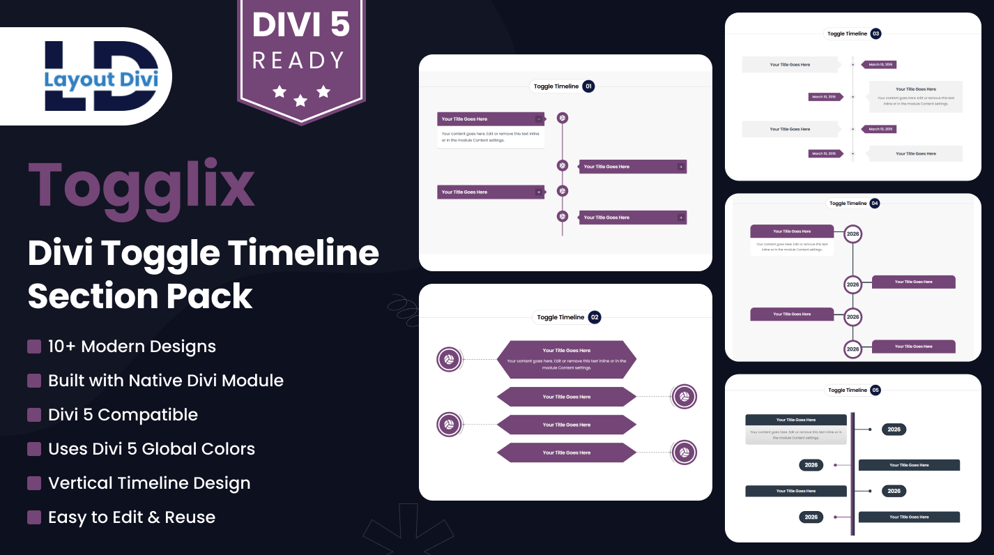Togglix - Divi Toggle Timeline Section Pack - Featured Image