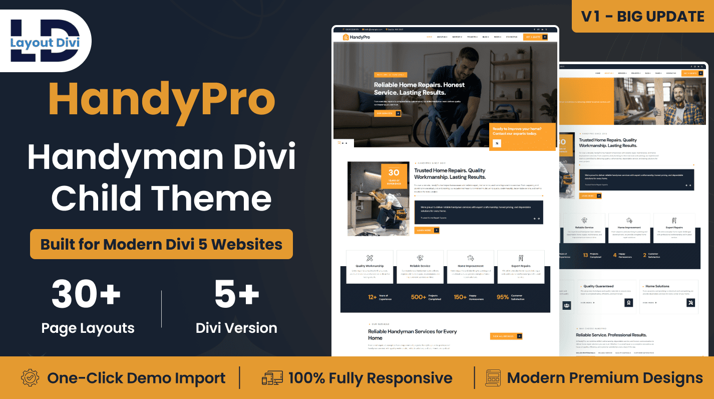 HandyPro – Handyman & Home Repair Divi Child Theme for Divi 5-Featured Image