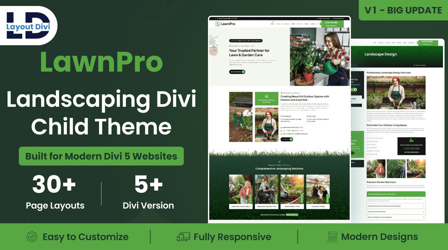 LawnPro – Gardening & Landscaping Divi Child Theme for Divi 5-Featured Image