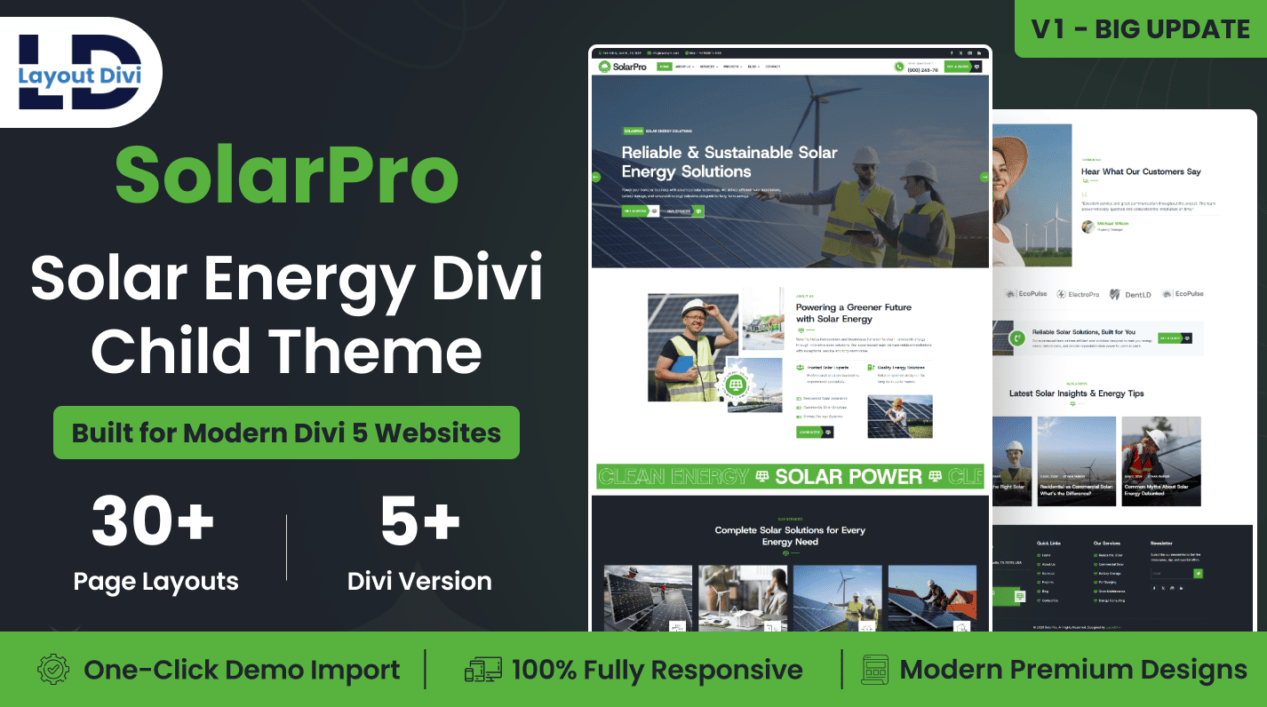 SolarPro – Solar Energy Divi 5 Child Theme for WordPress - Featured Image