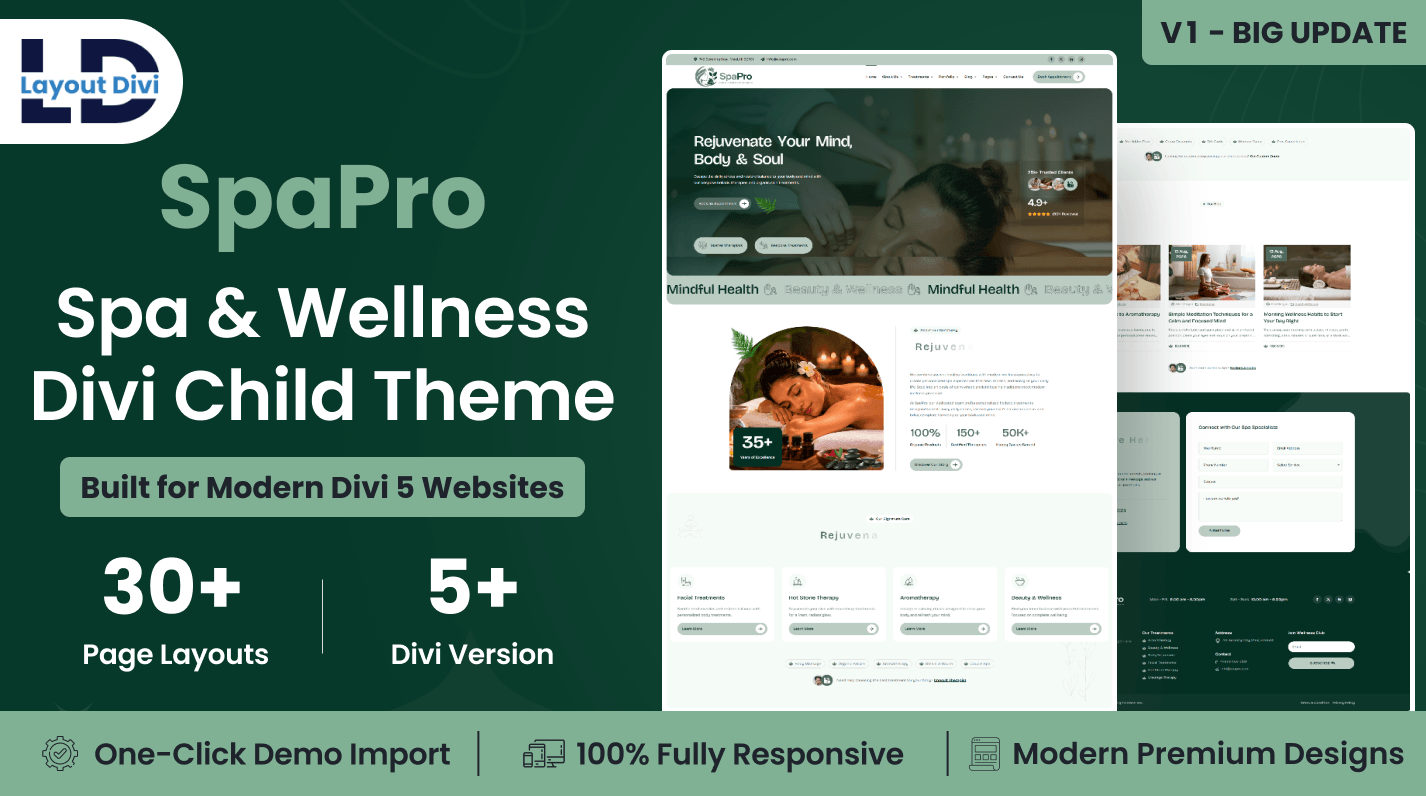 SpaPro – Spa & Wellness Divi Child Theme for WordPress - Featured Image